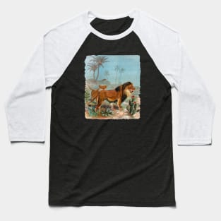 Vintage Lions Illustration Baseball T-Shirt